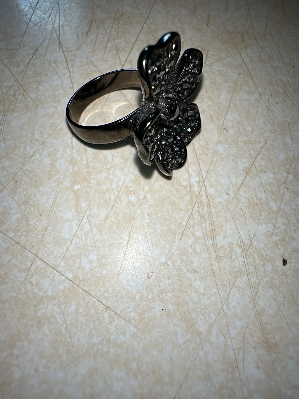 Sparkling Chocolate Flower Glittery Ring  with crystals .Women's Fashion Jewelry